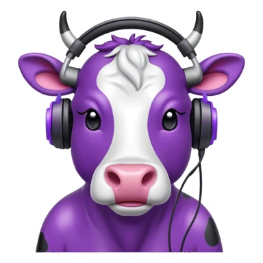 Purple cow with headphones sticker