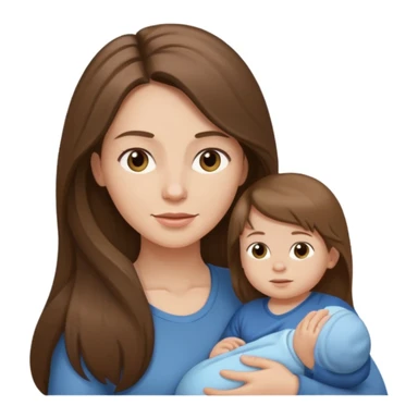 Exhausted Light brunette long hair fit mom with baby boy sticker