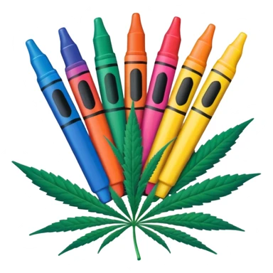 a pack of crayola markers with cannabis leaf sticker