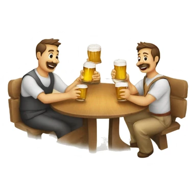 Tres manos agarrando tres jarras de cervezas y brindando sticker