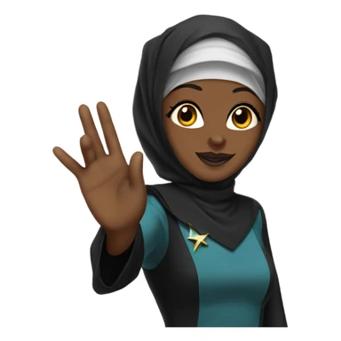 Black Hijabi Star Trek Vulcan hand salute sticker