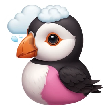 pink puffin thinking thought cloud sticker