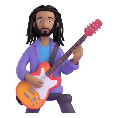 Steve Lacy with black dreads and guitar sticker