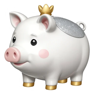 glitter white symbol pig bank sticker