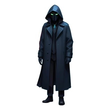 Movie Poster: A tense, gripping design with dramatic lighting. Include a mysterious figure in a dark coat standing in a rain-soaked alley, with glowing neon signs in the background. Shadows loom, and ominous shapes emerge from the mist. Suspenseful and cinematic atmosphere. Transparent background. sticker