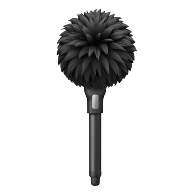 boom fluffy microphone with stick sticker