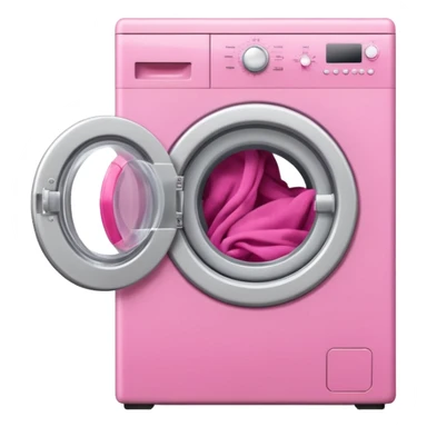
pink washing machine mid-cycle with clothes tumbling inside sticker
