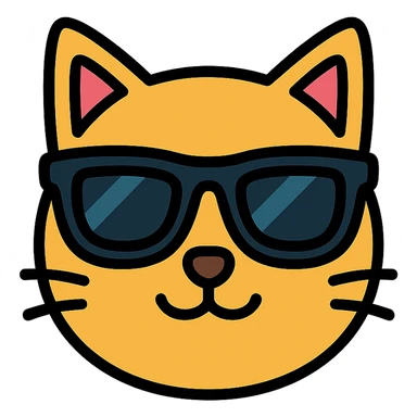 cat wearing sunglasses icon with color outline sticker