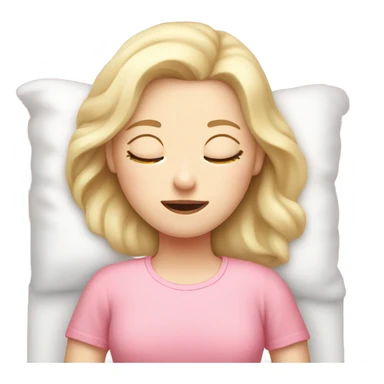 pale blonde girl with pink top sleeping in white bed sticker