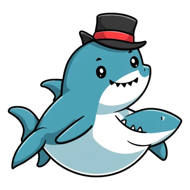 shark wearing a top hat sticker