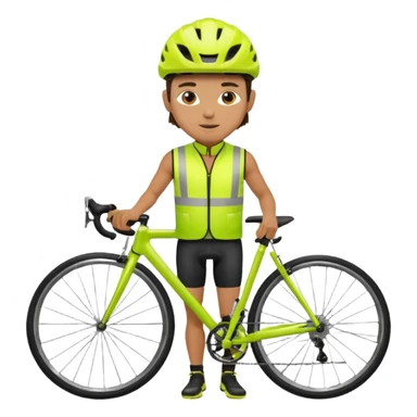 Cyclist with hi-vis vest, while cyclig sticker