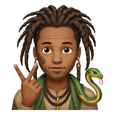 Black man with dreads and snake tattoo on forehead with index finger under his nose  sticker