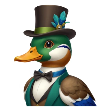 Create a mallard which has a hat and a monocle glasses
 sticker