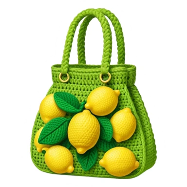 crocheted bag with lemons sticker