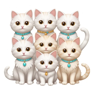 White cute cats with accessories sticker