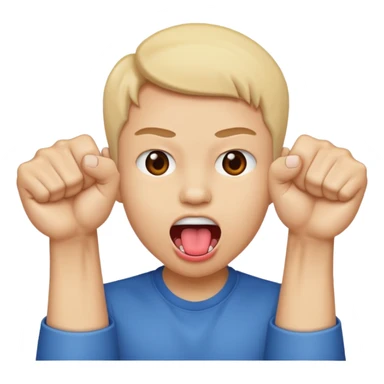 Tongue out face with two fists on top of eachother below the face sticker