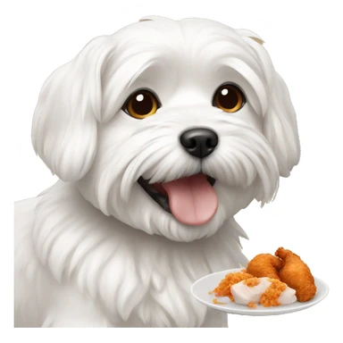 Maltese dog eating chicken sticker