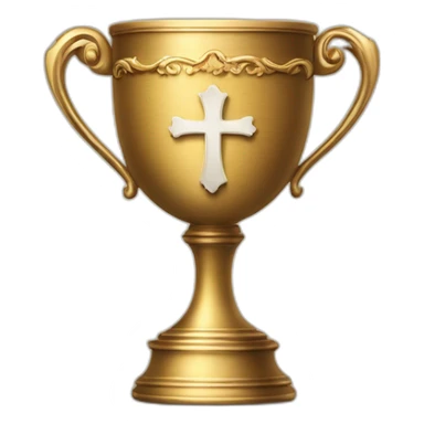 royal empty Christian cup for the winner with a cross on royal background sticker