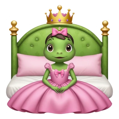 princess frog on bed pink bow with a pink dress cute girly pop sticker