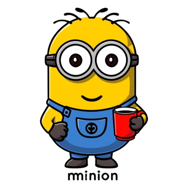 minion holding a red cup in its right hand sticker