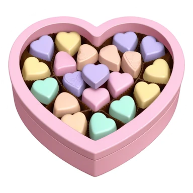 Pastel pink heart shaped box with pastel colored chocolates in it sticker