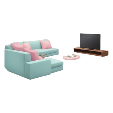 pastel Barbie pink living room with christmas tree and a sofa and a tv sticker