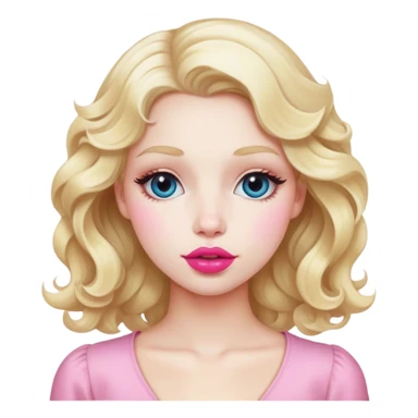 Parisian girl, white skin, blonde hair, pink lips, wave hair sticker