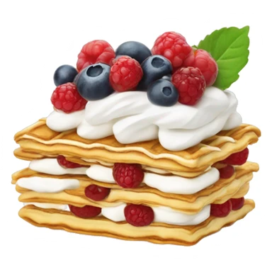 Mille feuille with berries and whipped cream  sticker