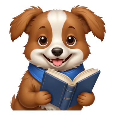 weird dog smiling holding a dictionary sticker
