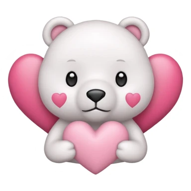 Oso blanco corazón. Rosa sticker