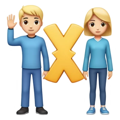 Three characters: an X character, a number 1 character, and another X character standing together sticker