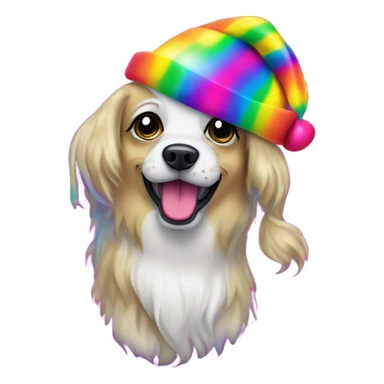 Lisa frank Christmas rainbow dog with Santa hat sticker