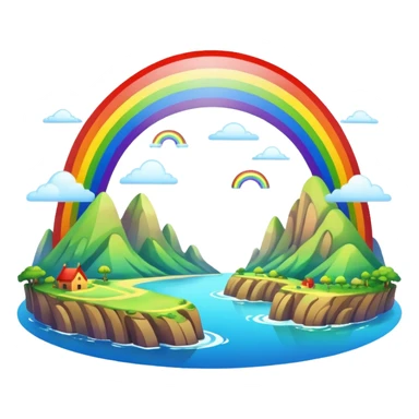Rainbow Bridge – Arched rainbow connecting flying islands. sticker