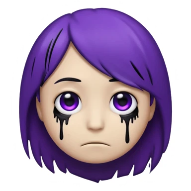 Normal emoji head, but with emo hair and black and purple paint around the eyes like an emo. And it’s looking sad sticker