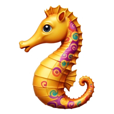 Cinematic Realistic Comical Sea Horse Portrait Emoji, Head tilted dramatically with an exaggeratedly amused expression, featuring a striking, finely detailed body with bold, whimsical patterns and wide, expressive eyes full of playful disbelief, rendered with natural, vibrant hues and realistic texture; high shine, dramatic yet playful, styled with an air of cheeky aquatic mischief, soft glowing outline, capturing the essence of a spirited and over‐the‐top sea horse that looks ready to bob its way into viral fame! sticker