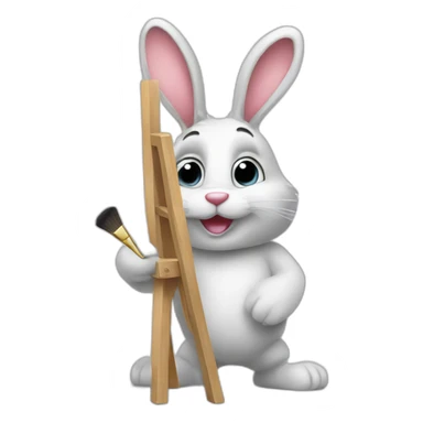 yugy bunny painter easel brush sticker
