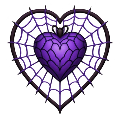 goth heart with purple and black spiderweb sticker