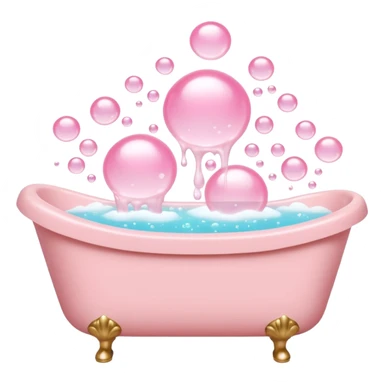 A light pink bathtub filled with light pink bubbles. Light pink bubbles rise upward above it. sticker
