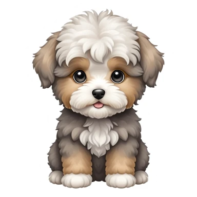 Grey  cute maltipoo puppy sticker