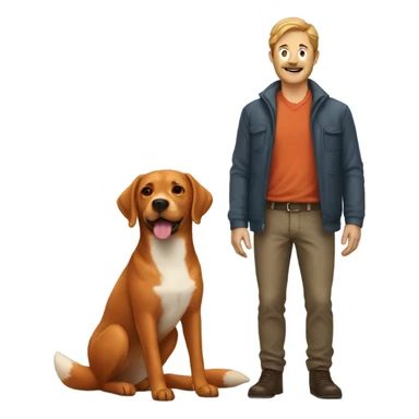  man and fox red labrador sticker