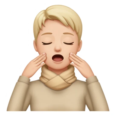 person with hands around neck and mouth open and eyes closed sticker