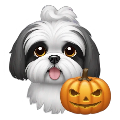 Shih tzu with halloween ghost custome sticker
