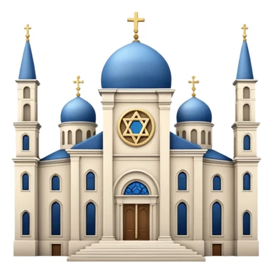 reform jewish synagogue similar in architecture to historical churches in milano (pretty and magnificent), white in color, in ios emoji style sticker