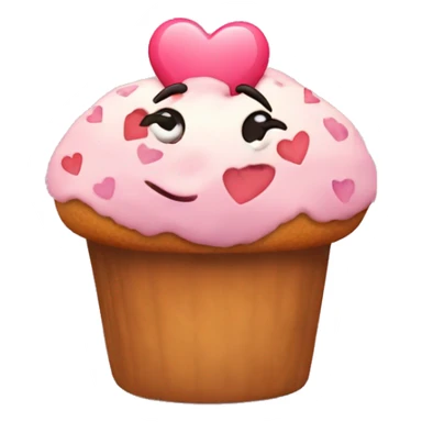 A muffin with hearts on it sticker