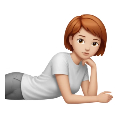 a woman, alone, short hair, light skin, auburn hair, laying on her side, facing away. do not include other people, faces, or characters sticker