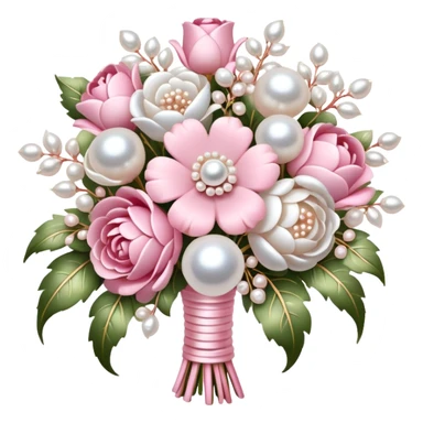 baby pink and white embellished pearl baroque flower bouquet sticker