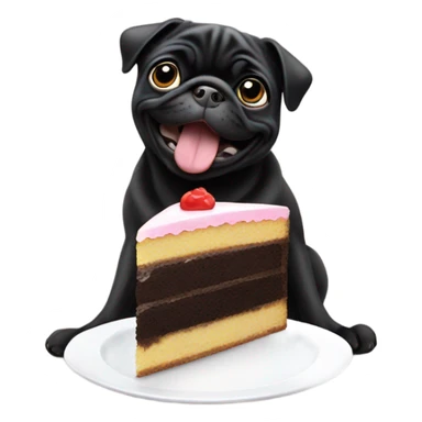 Black pug eating cake sticker