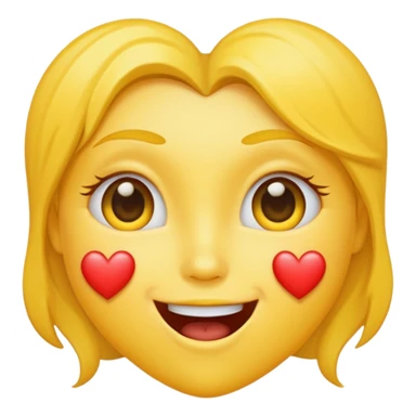 Kiss face with yellow hearts sticker