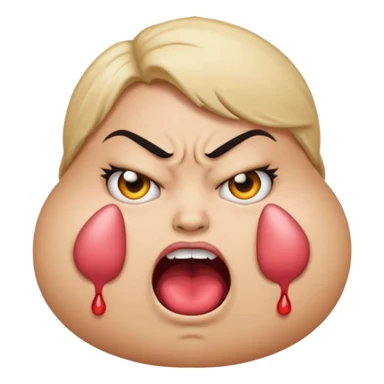 angry emoji with huge boobs and nipple piercing emoji sticker