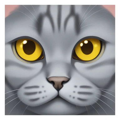 Chubby grey british shorthair cat with yellow eyes  sticker